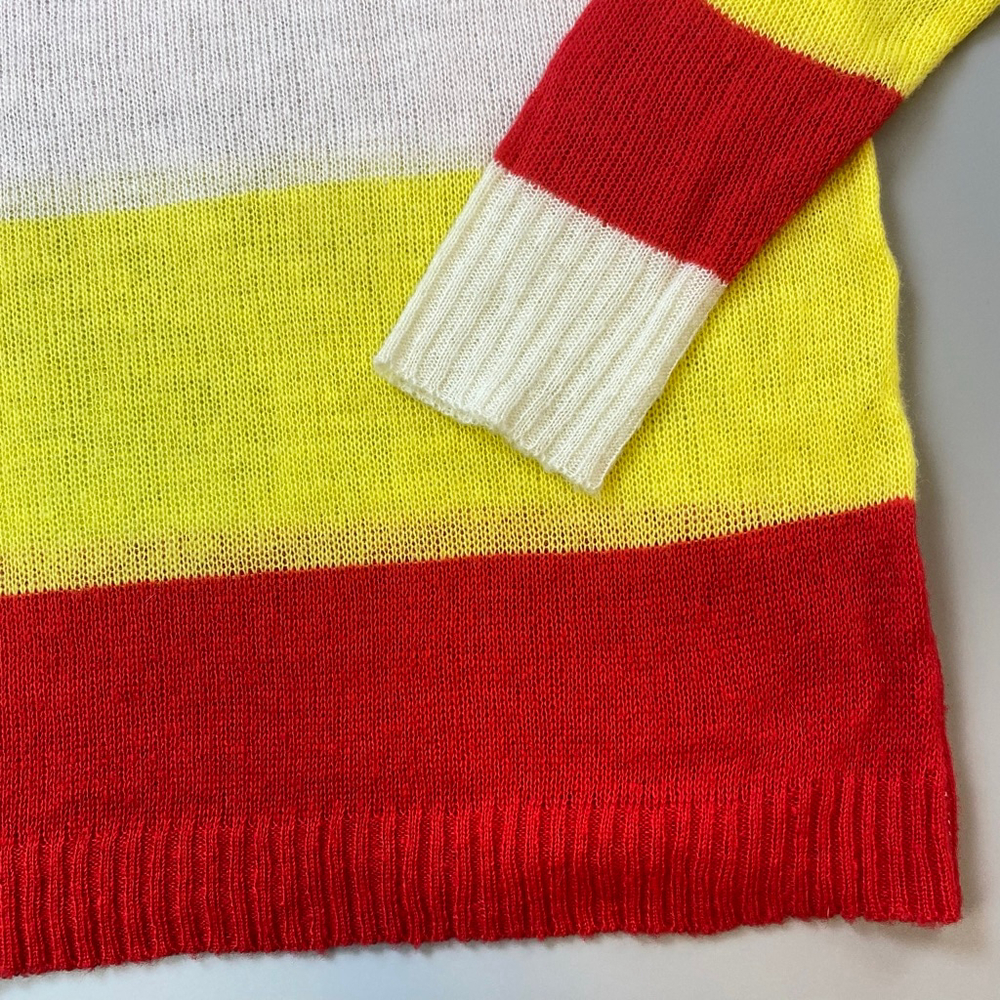 Moon & Madison Sweater Womens Medium Striped Color Block Indie Bright Soft Thin - Picture 14 of 14